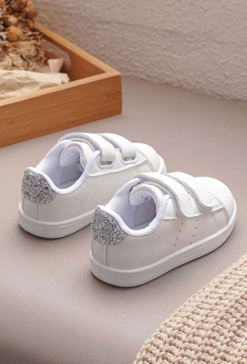 Sneakers Bambina glitter bianche argento