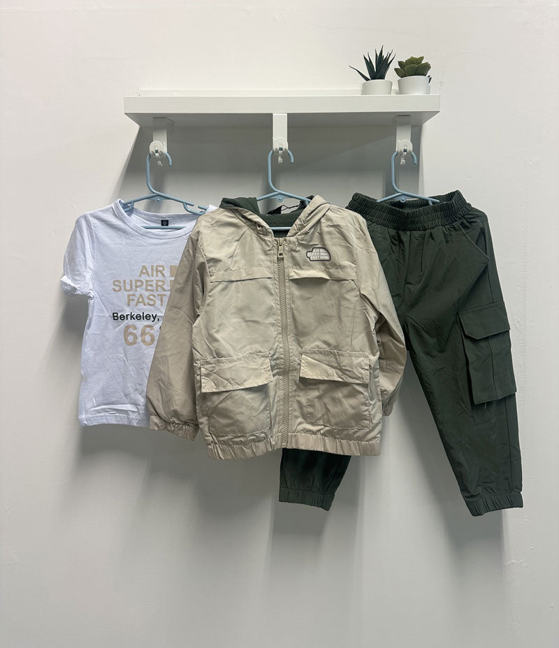 Completo Bambino TNF 3 pezzi beige verde