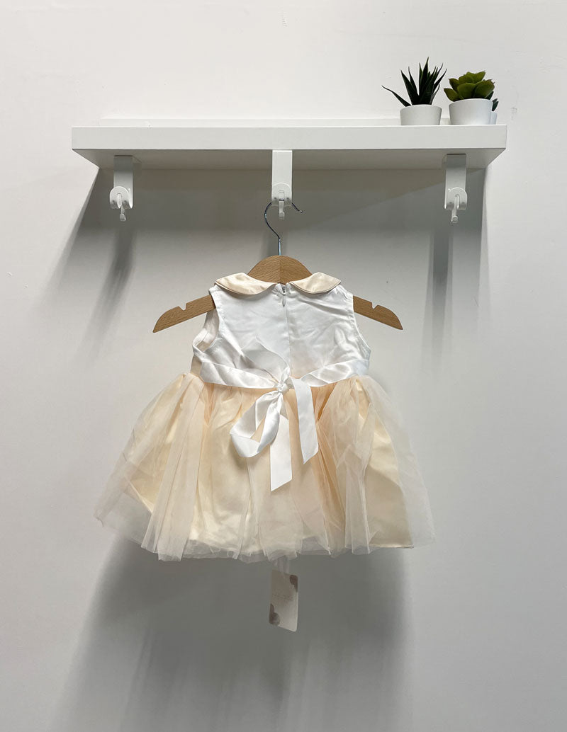 Abito neonato tulle fiocco coprispalle crema