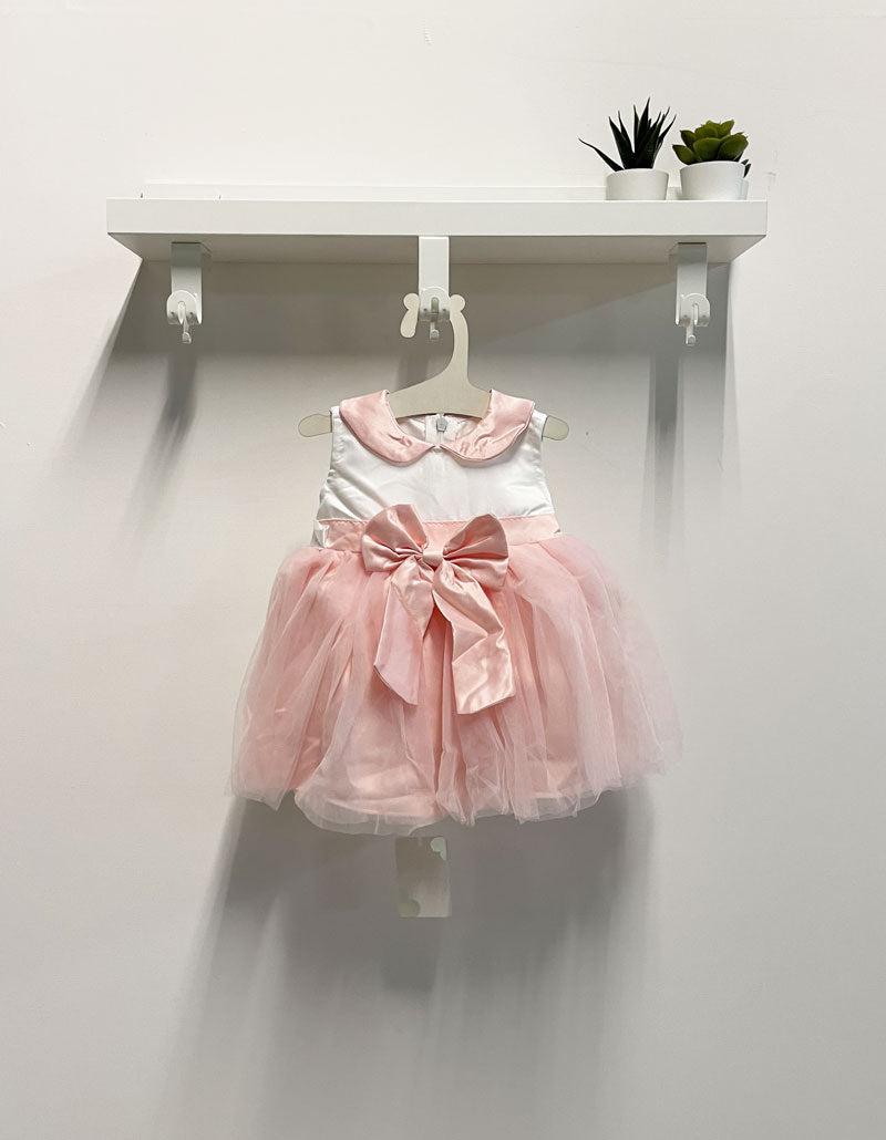 Abito neonato tulle fiocco coprispalle rosa