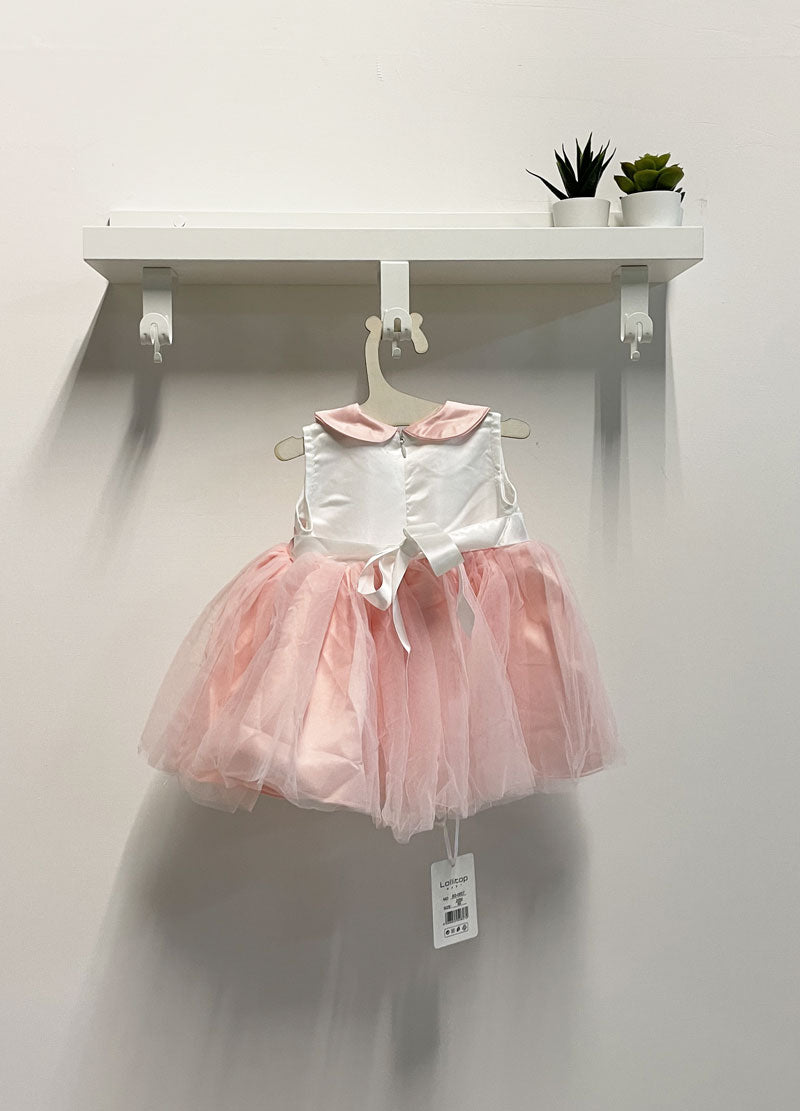 Abito neonato tulle fiocco coprispalle rosa