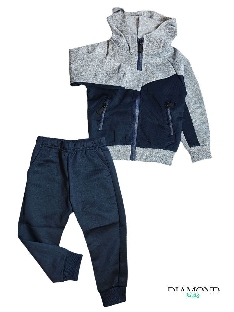 Completo Neonato Tuta blu e grigio