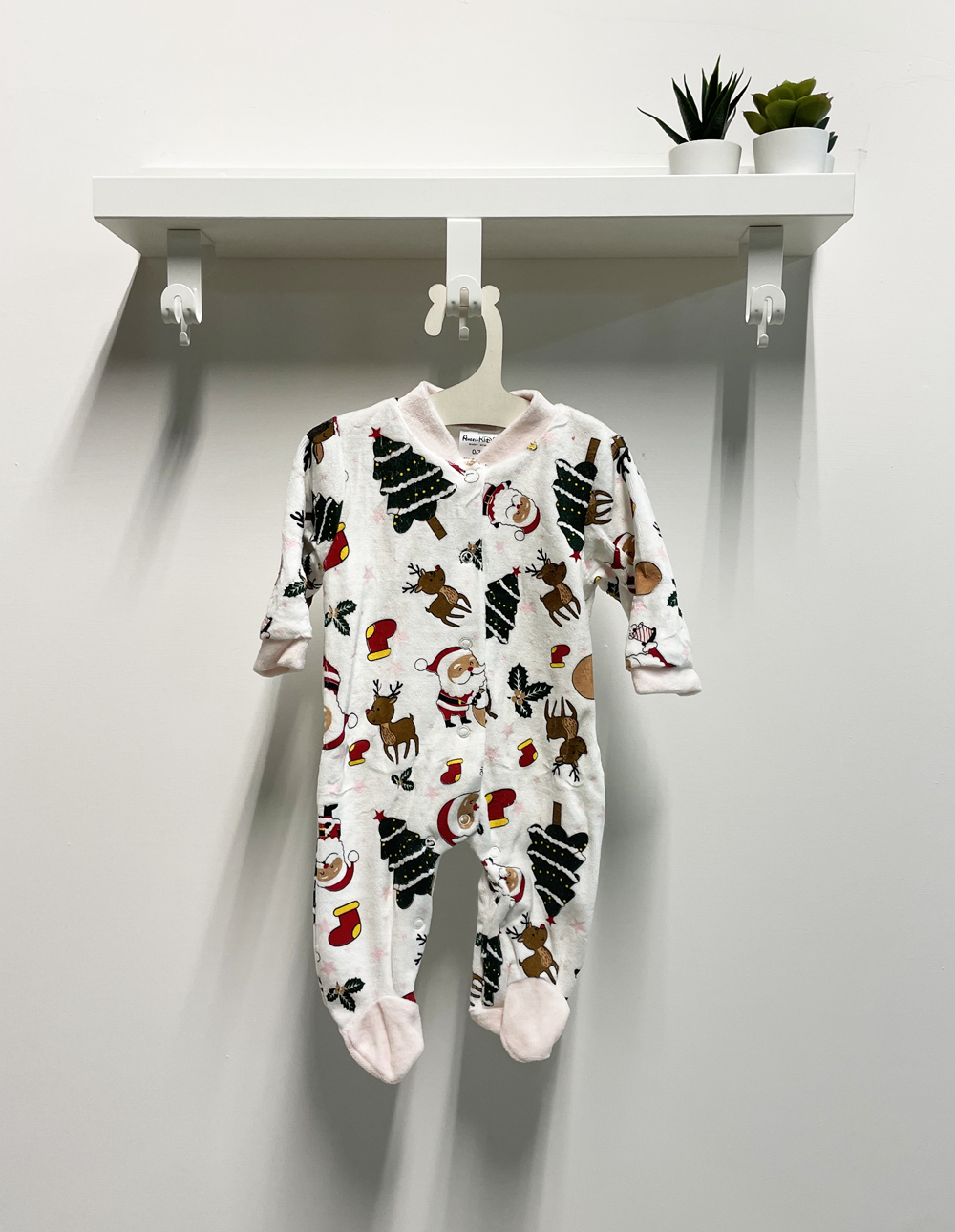 Tutina Neonato Noel bianca e rosa