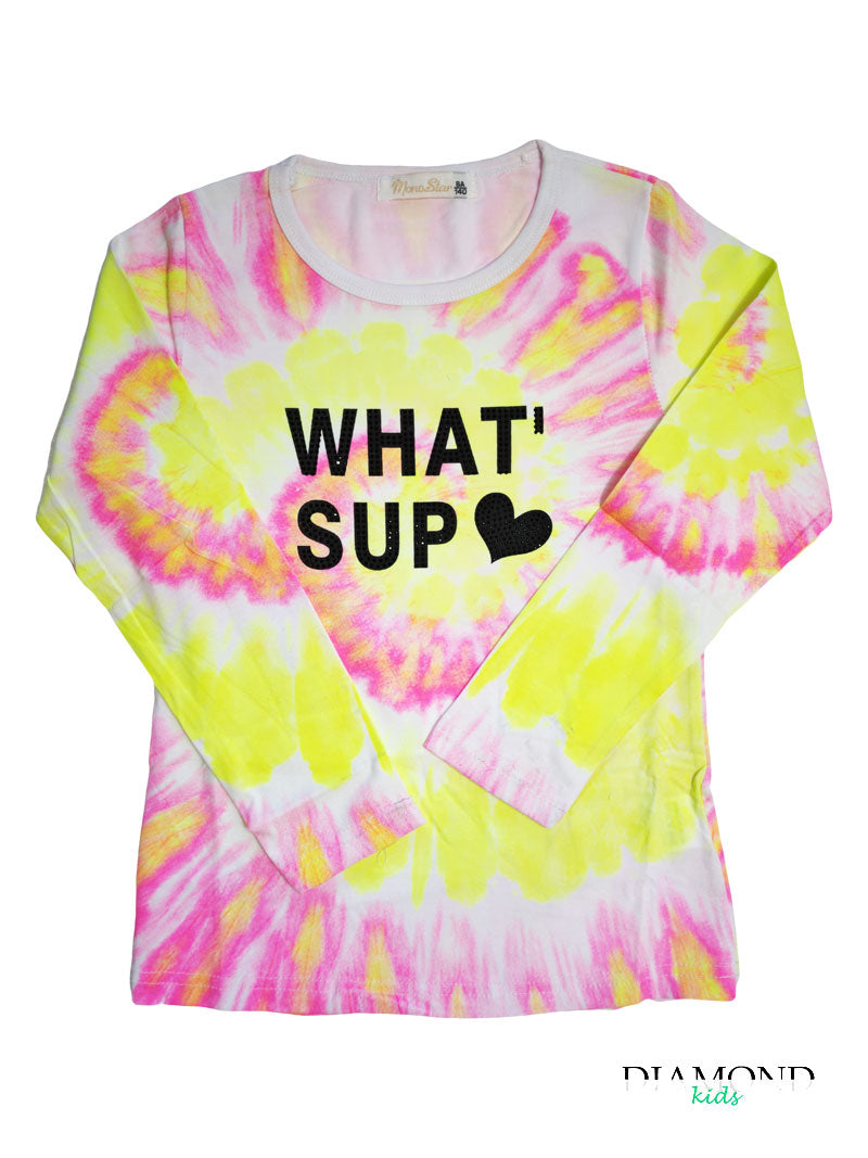 T-shirt Bambina Whatsup Tie dye gialla