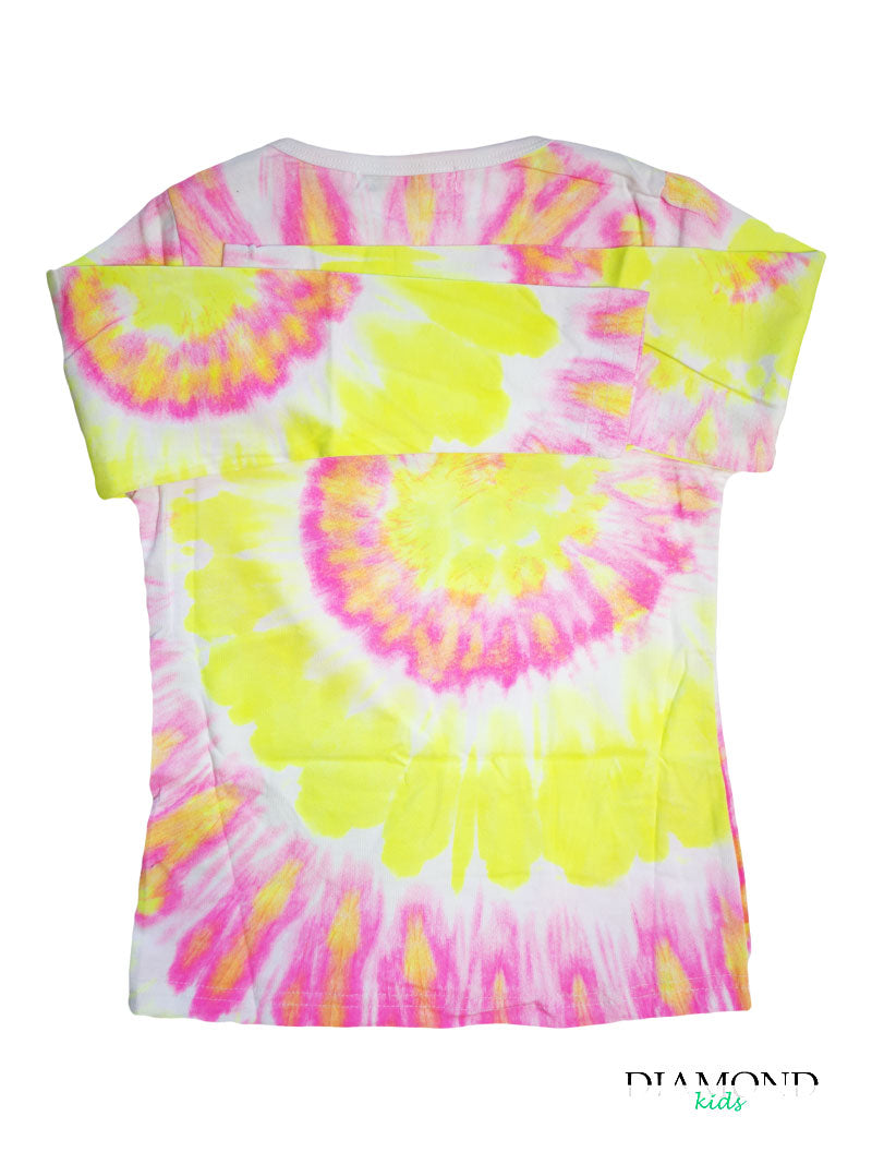 T-shirt Bambina Whatsup Tie dye gialla