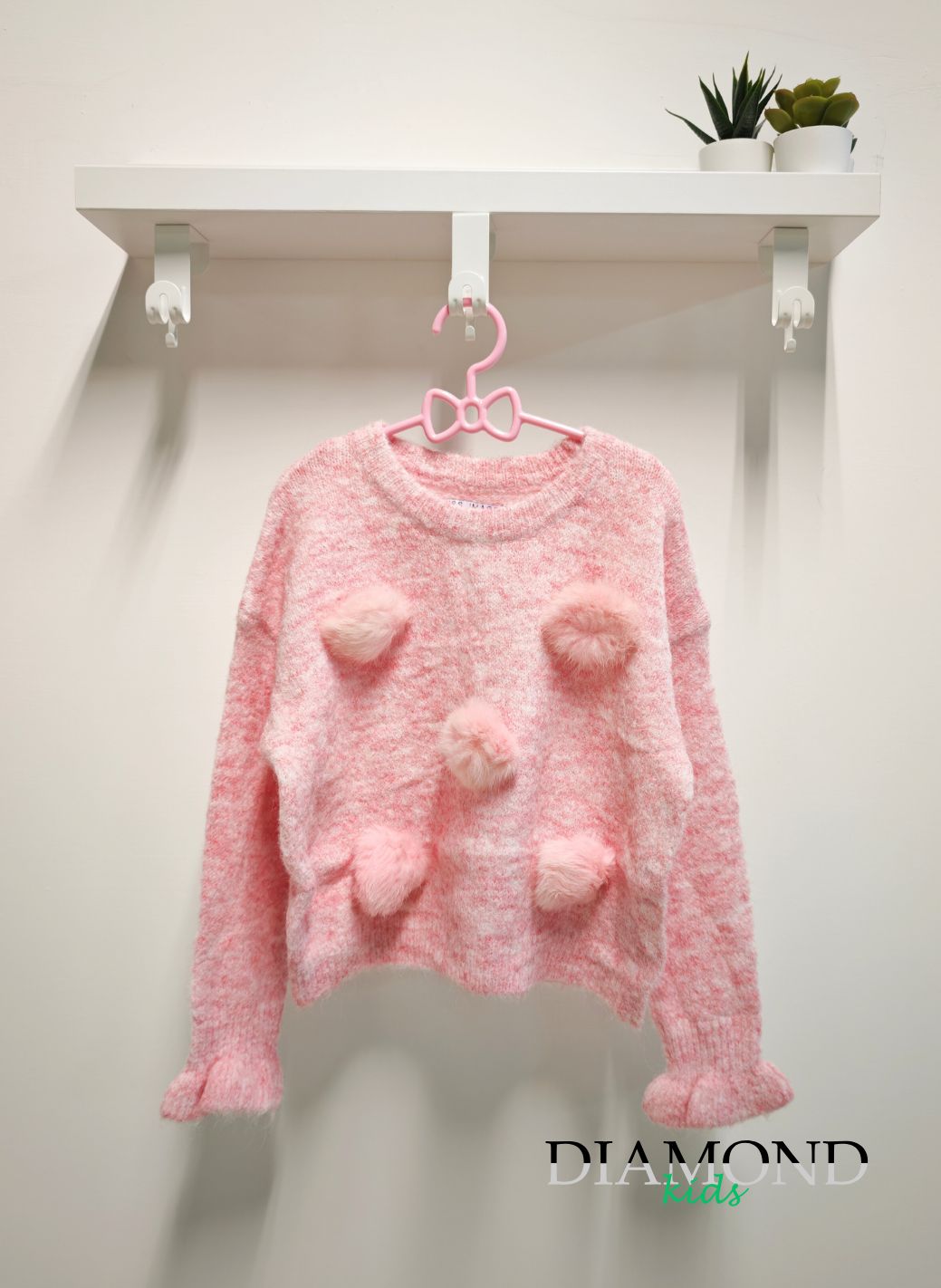 Maglioncino Bambina rosa ponpon softly