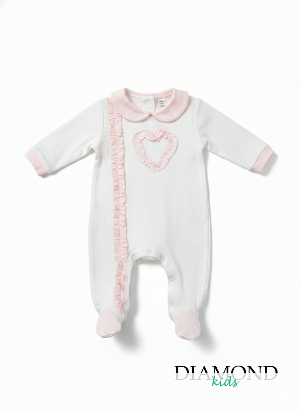 Tutina Neonata Sommaruga Cuore bianco rosa