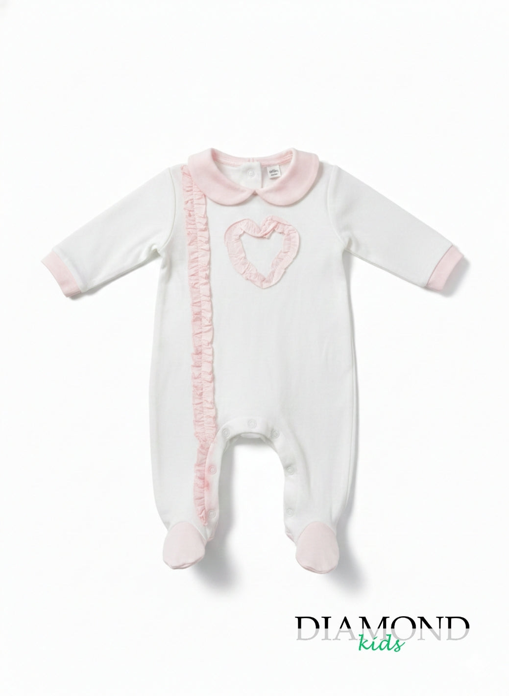 Tutina Neonata Sommaruga Cuore bianco rosa