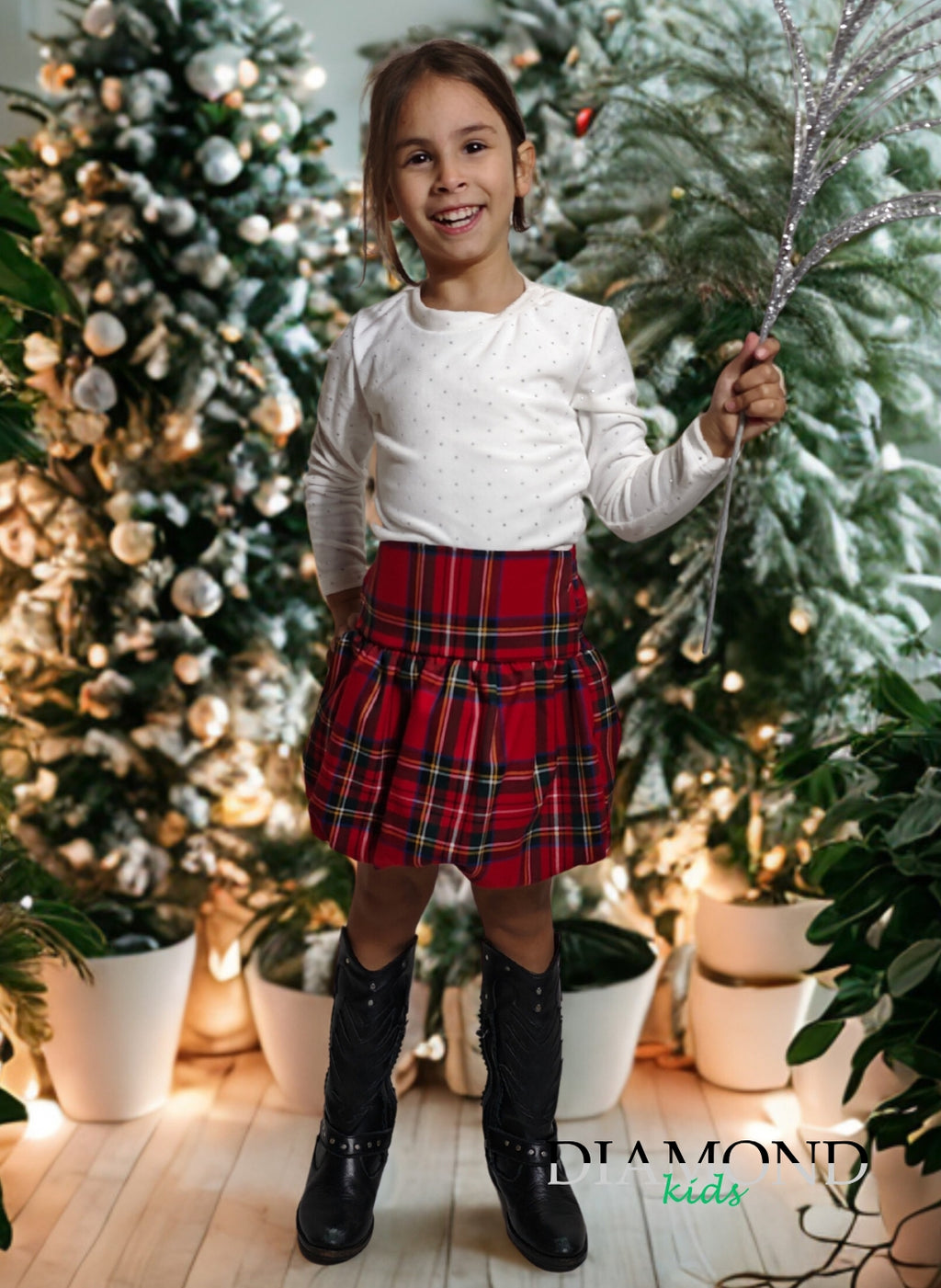 Gonna Neonata Tartan rossa balloon