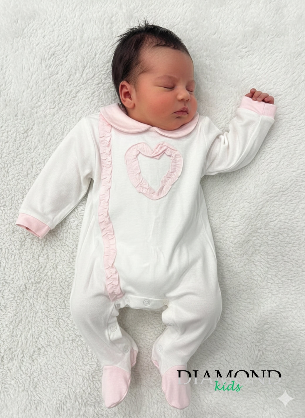 Tutina Neonata Sommaruga Cuore bianco rosa