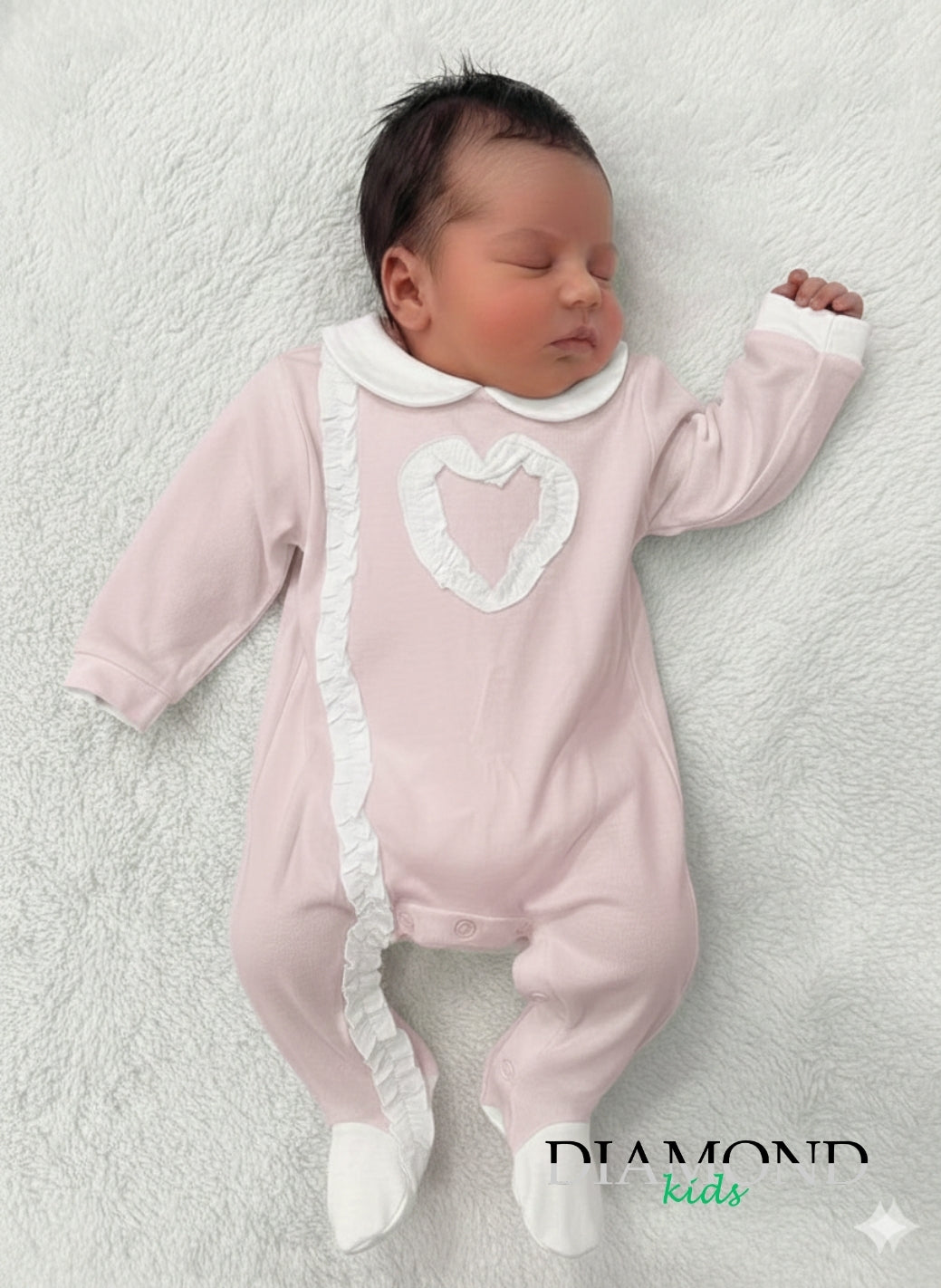 Tutina Neonata Sommaruga Cuore rosa bianca