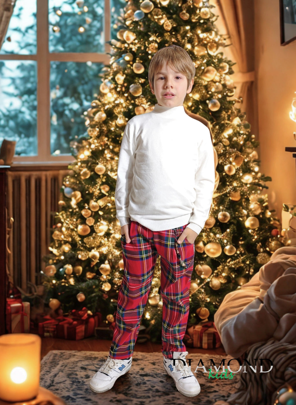 Pantalone Bambino Tartan rosso