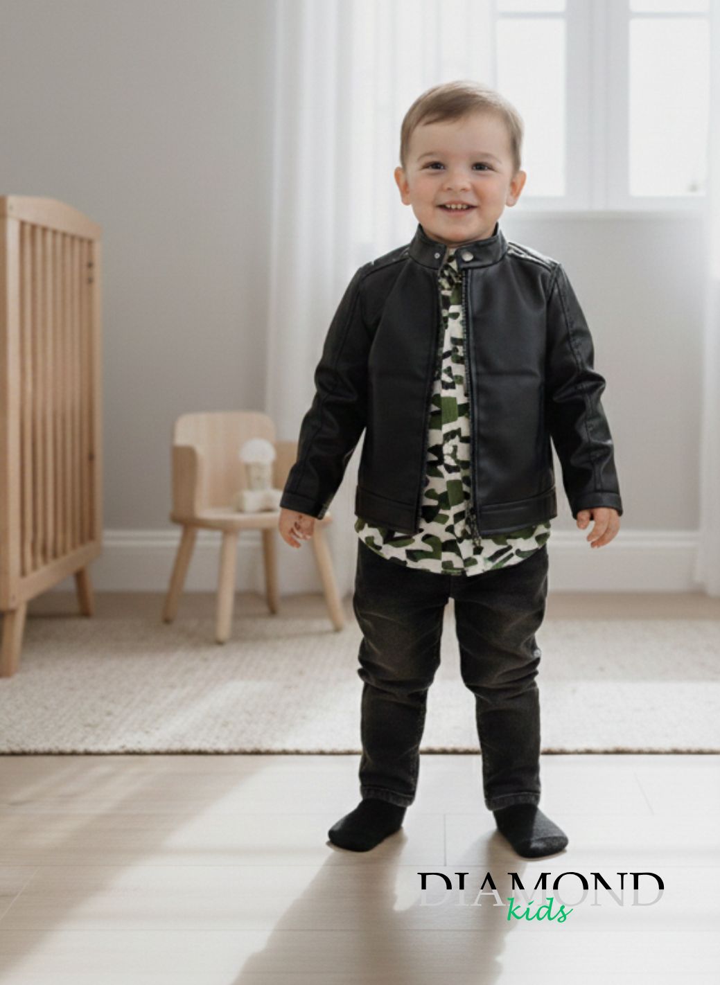 Completo Neonato Fonzie verde nero pelle