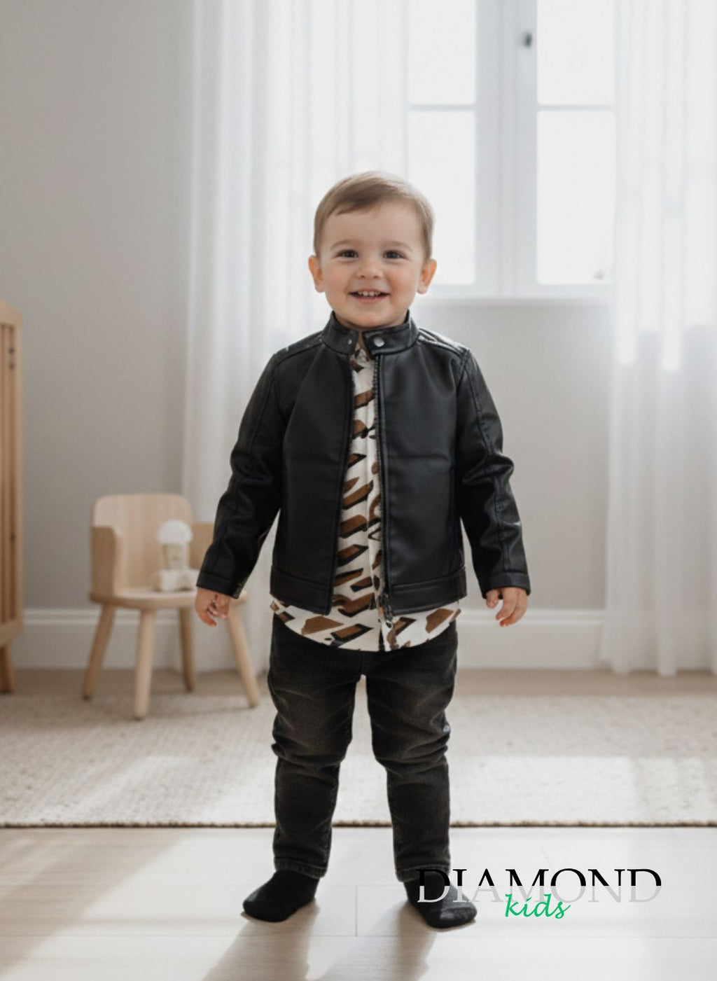 Completo Neonato Fonzie marrone nero pelle