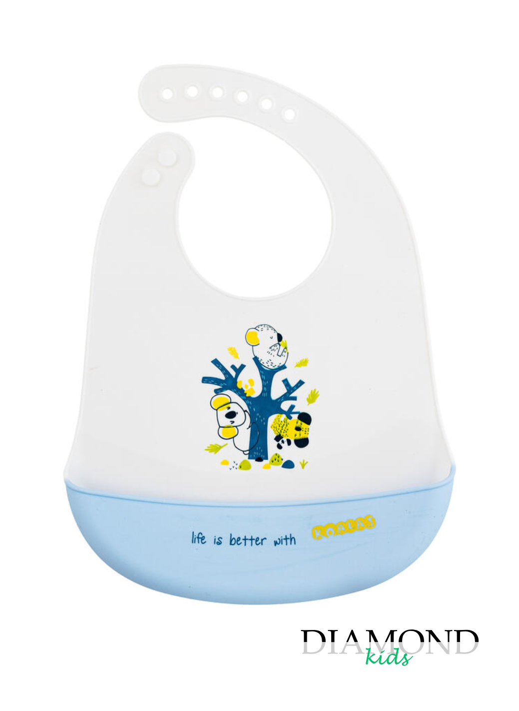 Bavetta Neonato Ellepi silicone Koala bianco azzurra