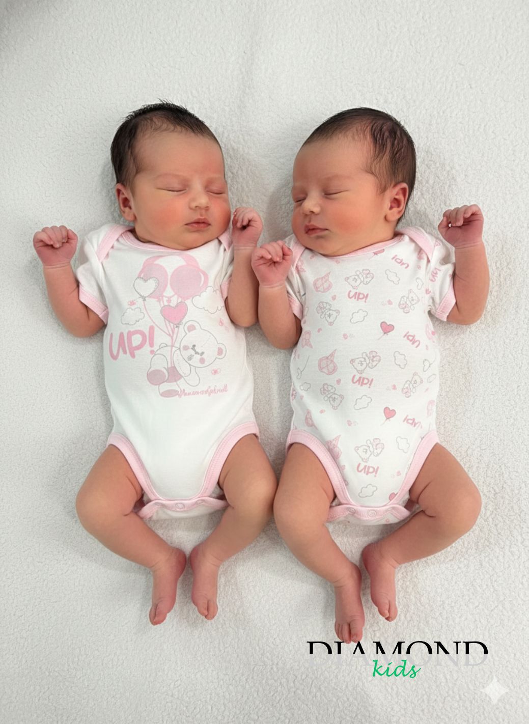 Coppia Body Neonato Nazareno Gabrielli americano Up bianco rosa