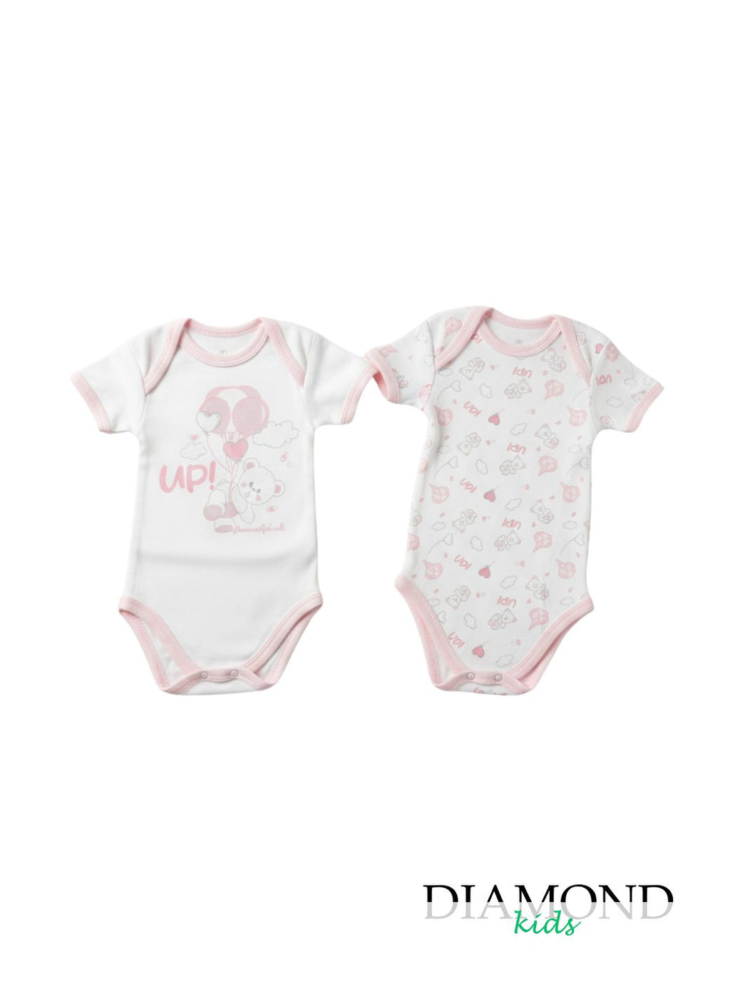 Coppia Body Neonato Nazareno Gabrielli americano Up bianco rosa