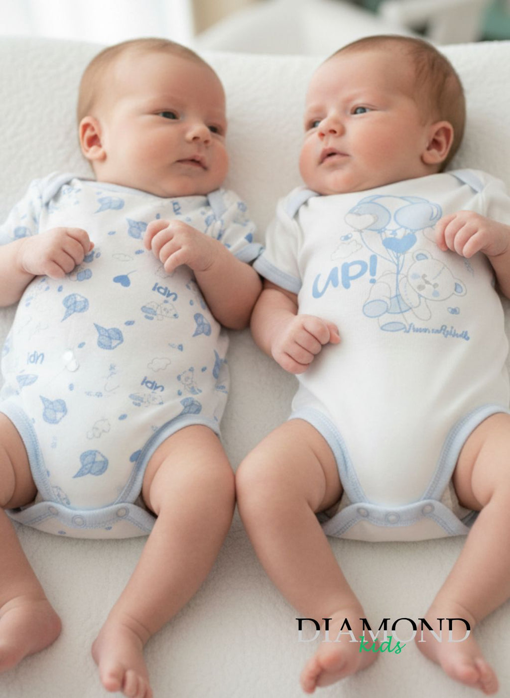 Coppia Body Neonato Nazareno Gabrielli americano Up bianco celeste