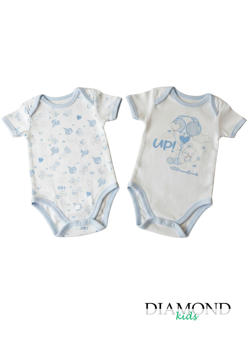 Coppia Body Neonato Nazareno Gabrielli americano Up bianco celeste