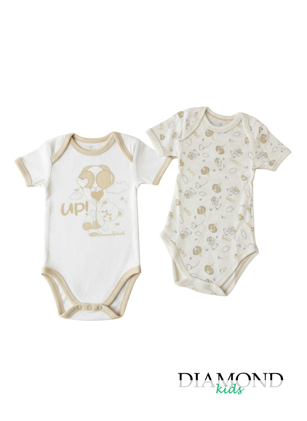 Coppia Body Neonato Nazareno Gabrielli americano Up bianco beige