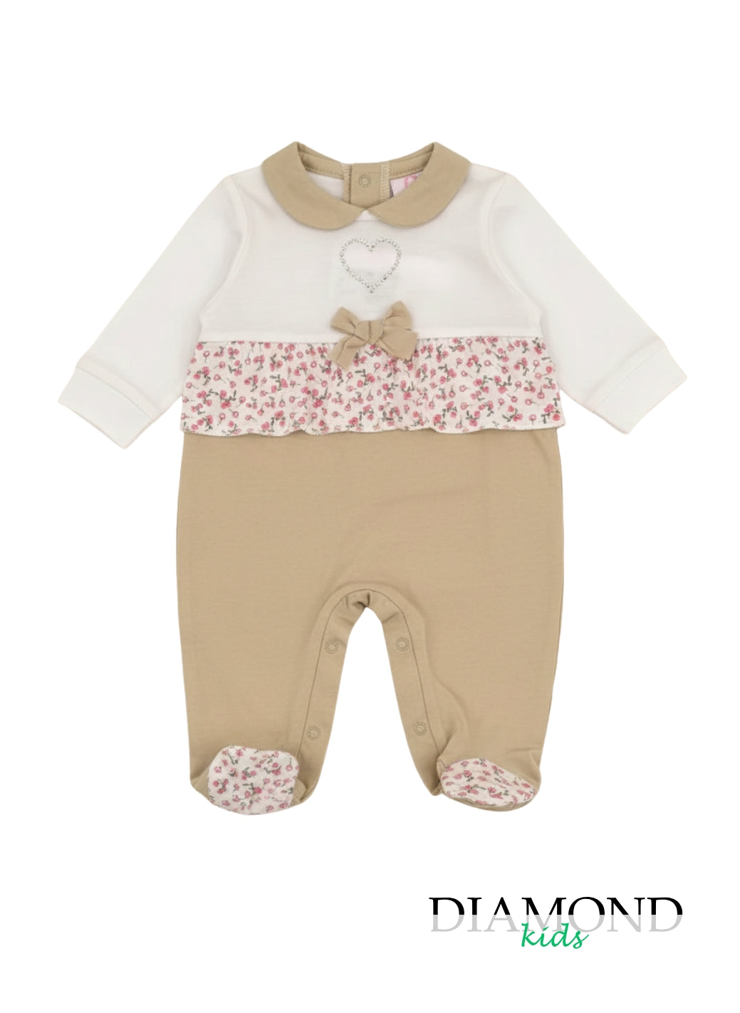 Tutina Neonata Batuffolini Cuore Strass beige
