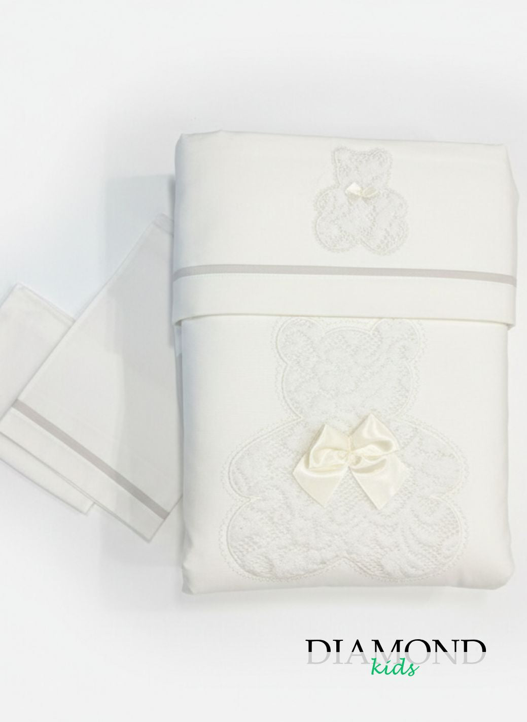 Set Navicella Neonato Ornella Orso pizzo tortora