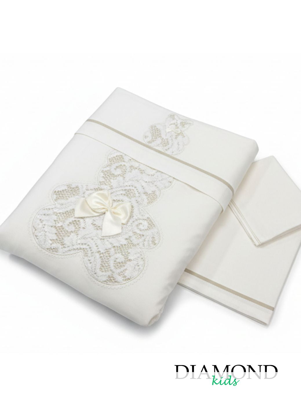 Set Navicella Neonato Ornella Orso pizzo panna