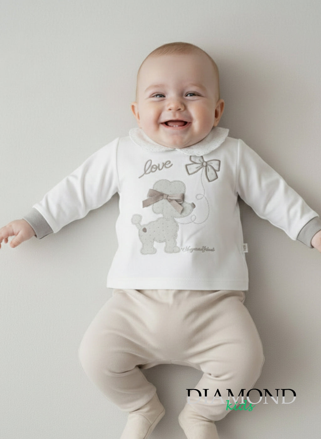 Completo Neonata Dog bianco e beige