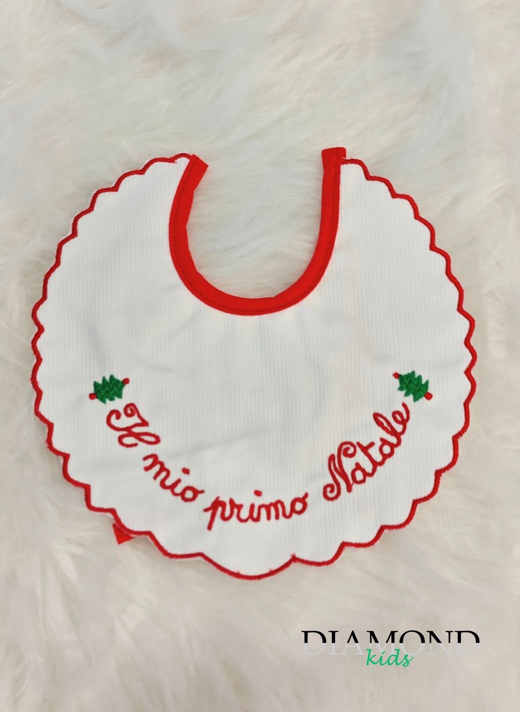 Bavetta Neonato Primo Natale bianca e rossa