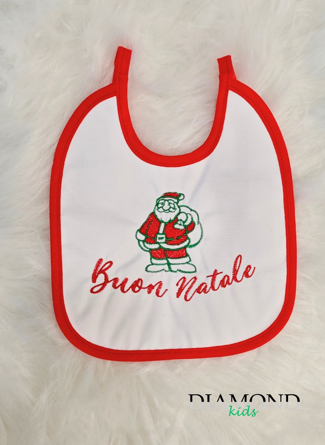 Bavetta Neonato Babbo Natale bianca e rossa