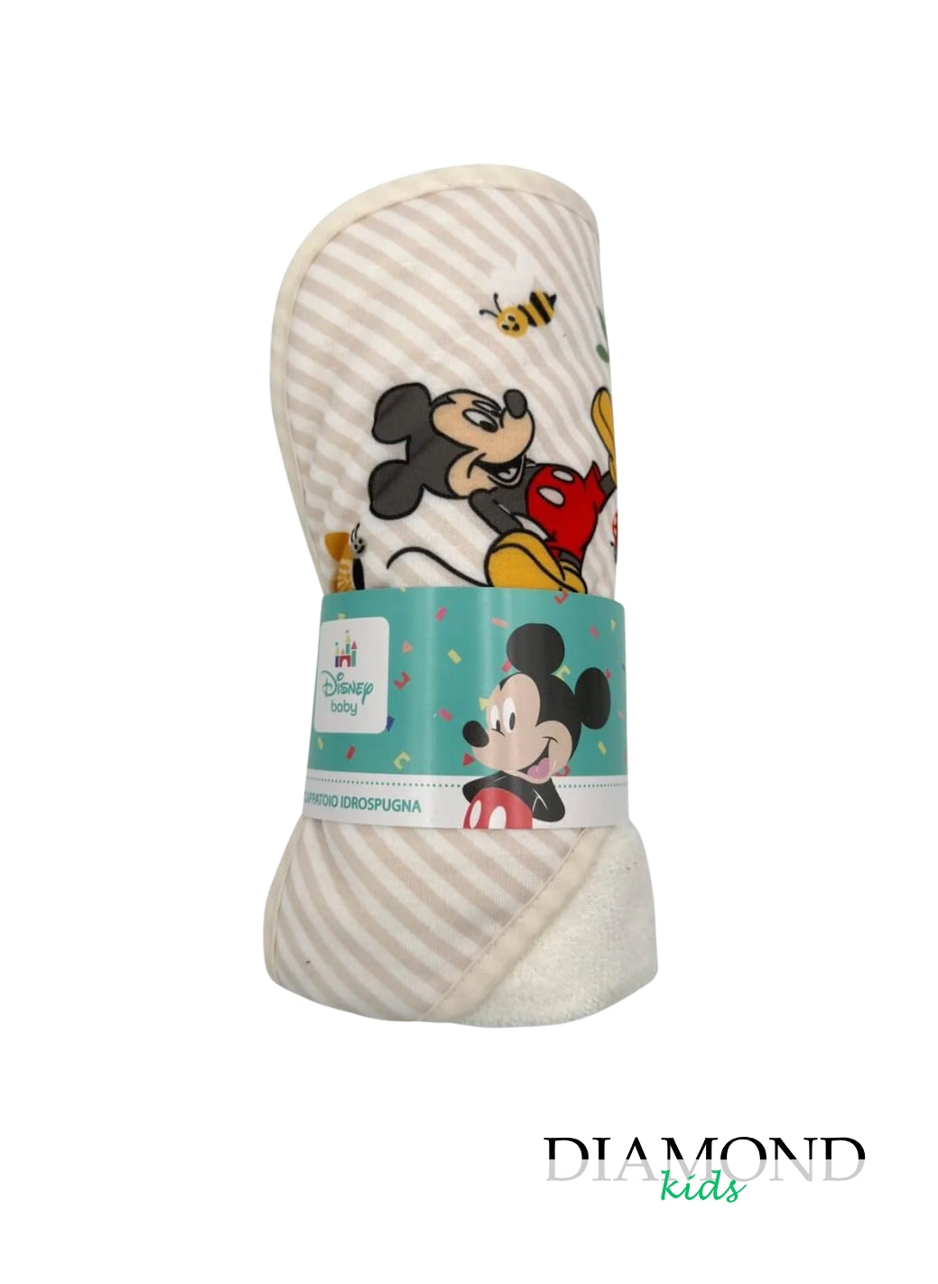 Accappatoio Neonato Disney Topolino bianco beige