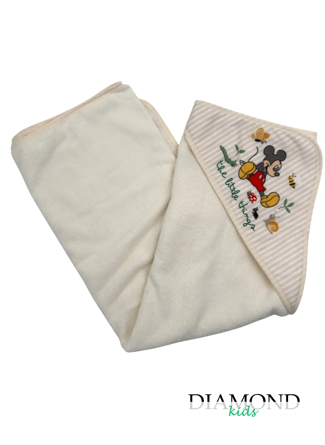 Accappatoio Neonato Disney Topolino bianco beige