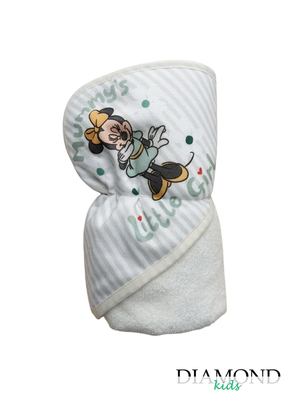 Accappatoio Neonata Disney Minnie bianco verde