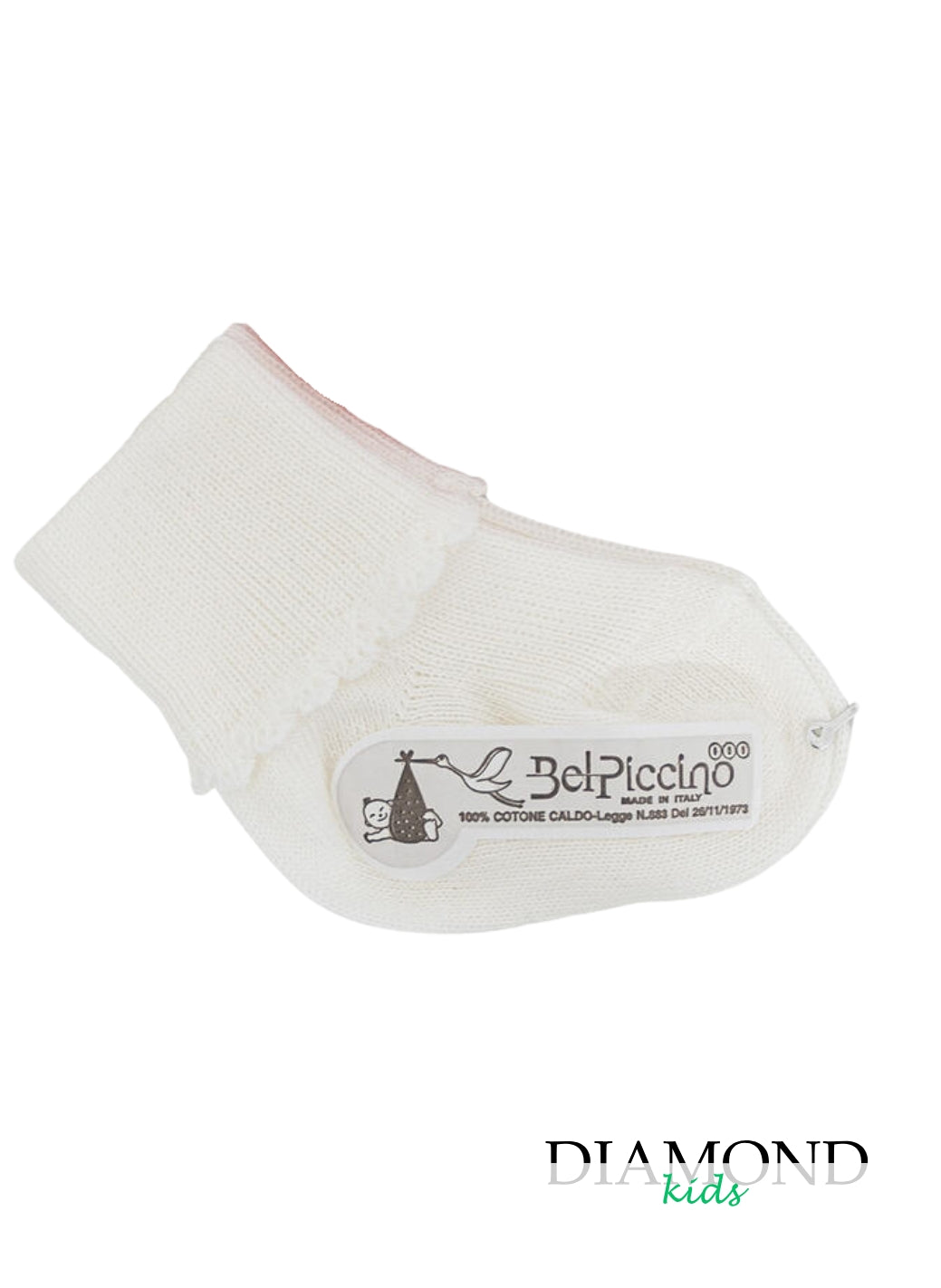 Calzino Neonata Bel Piccino ricami panna