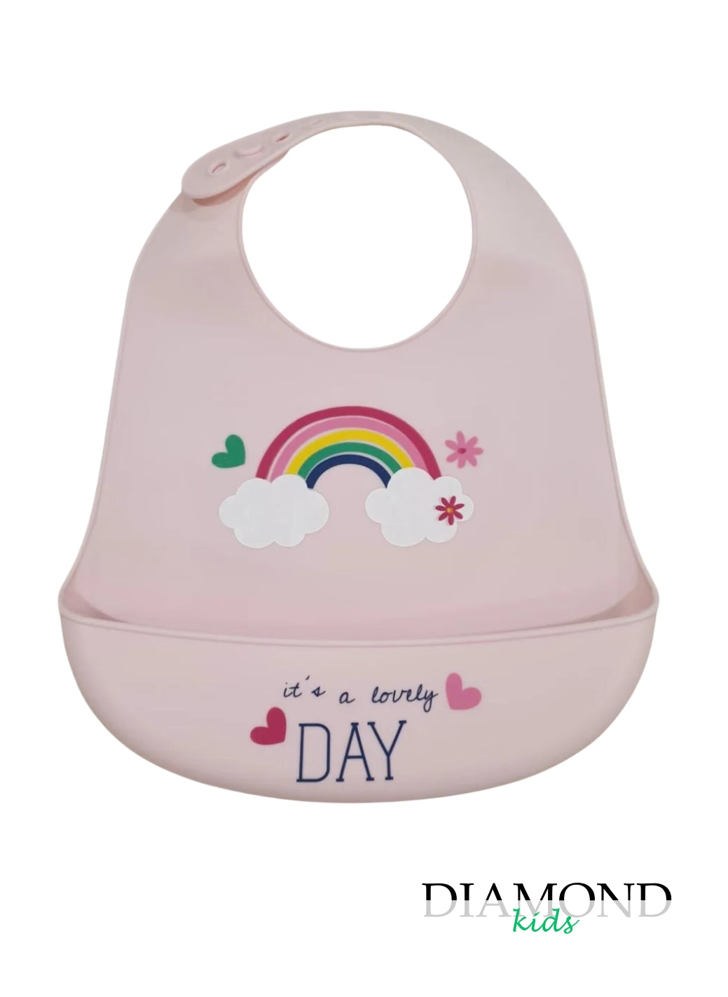 Bavetta Neonato Ellepi silicone Arcobaleno rosa