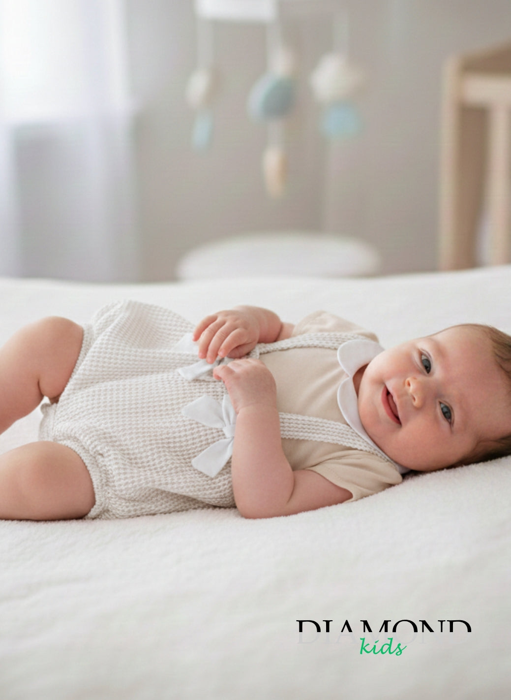 Pagliaccetto Neonata Nazareno Gabrielli Salopette fiocchi beige