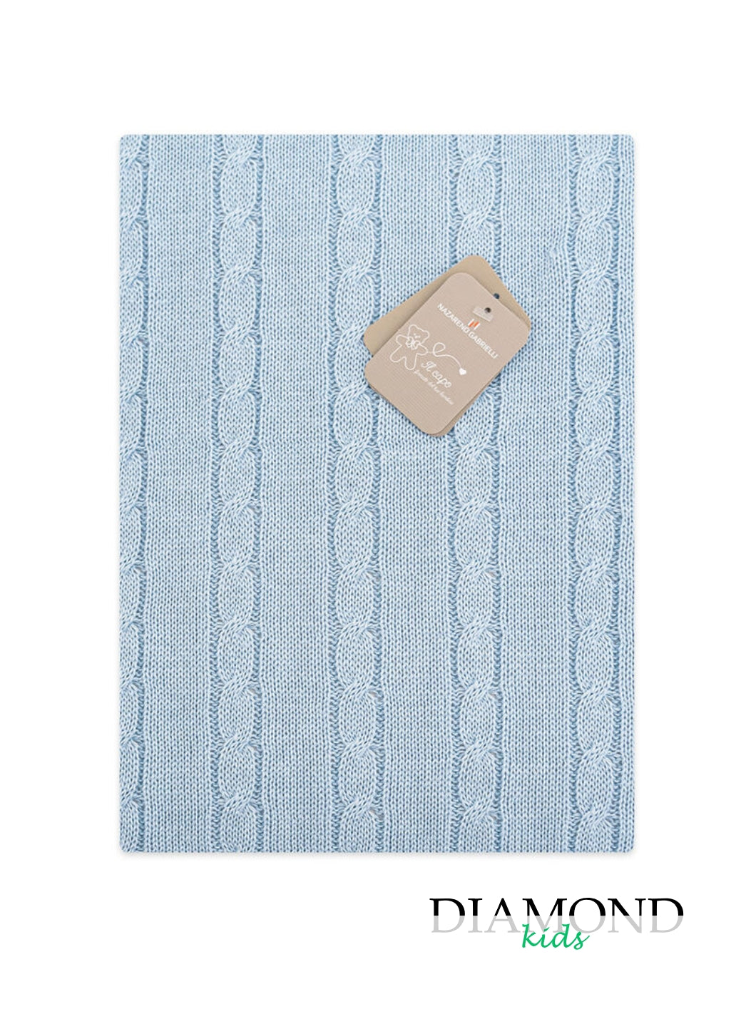 Coperta culla Nazareno Gabrielli trecce celeste