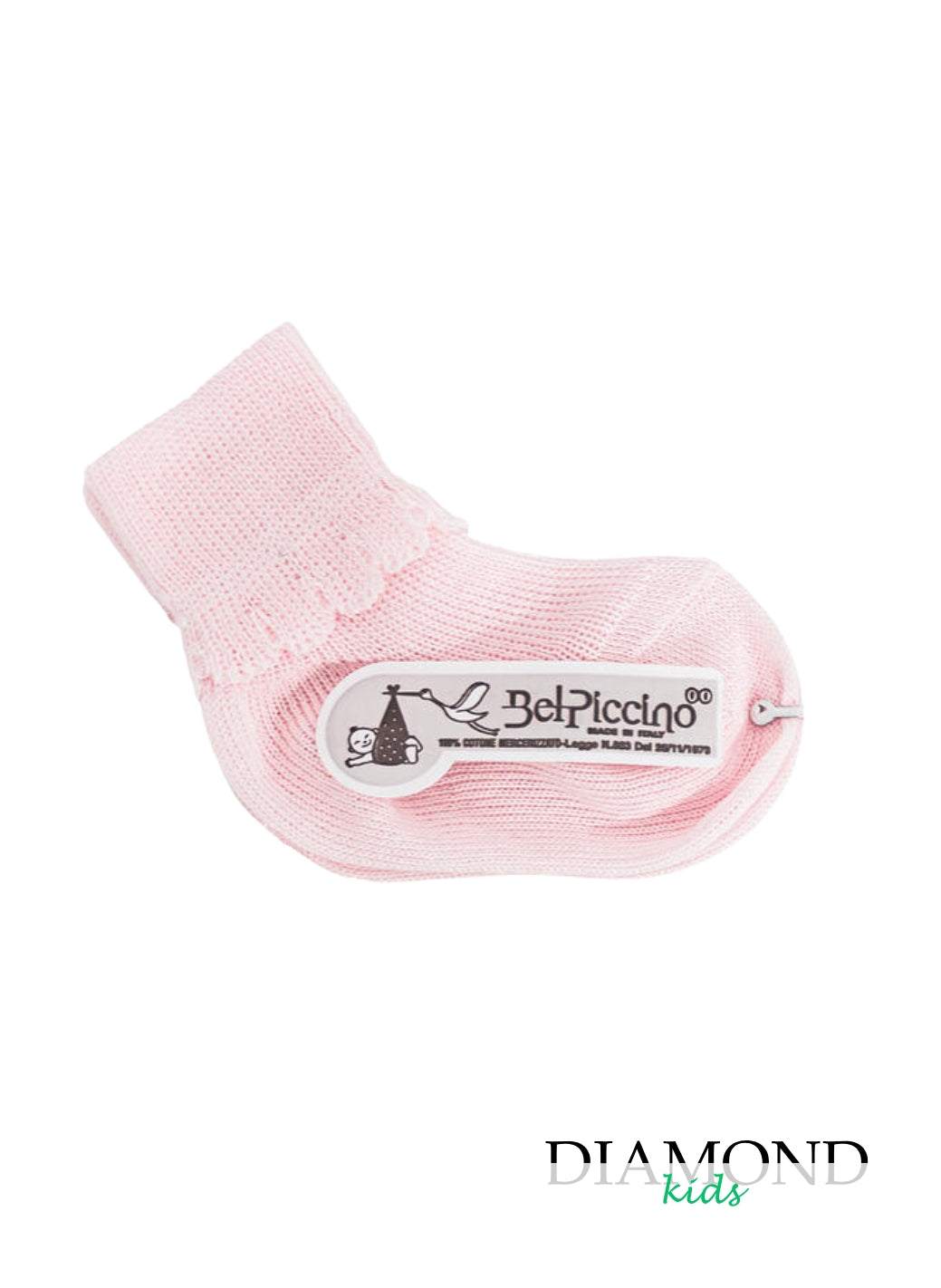 Calzino Neonata Bel Piccino ricami rosa