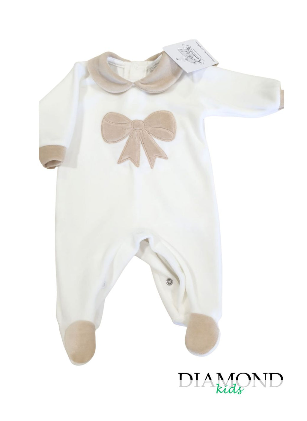 Tutina Neonata Cuore fiocco bianca e beige
