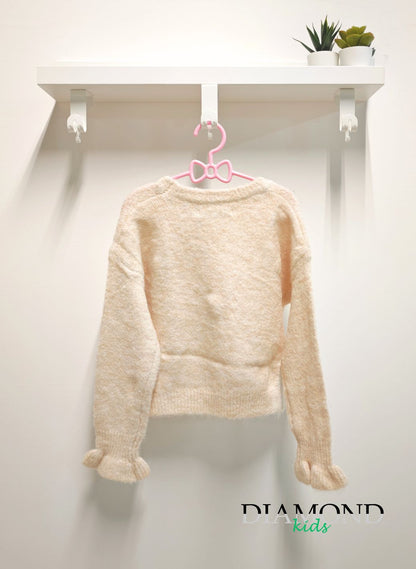 Maglioncino Bambina beige ponpon softly