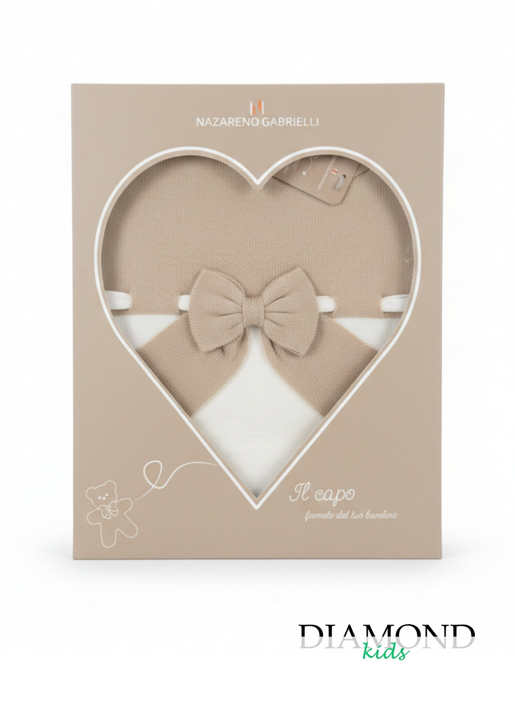 Copertina Neonato culla Nazareno Gabrielli fiocco beige