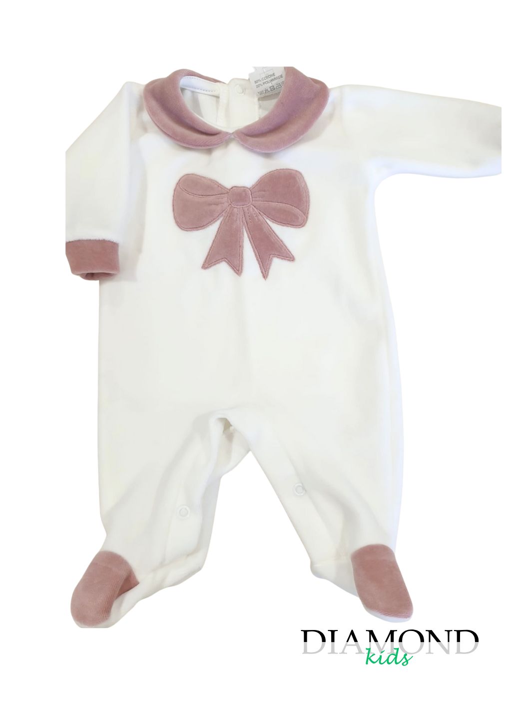 Tutina Neonata Cuore fiocco bianca e lampone