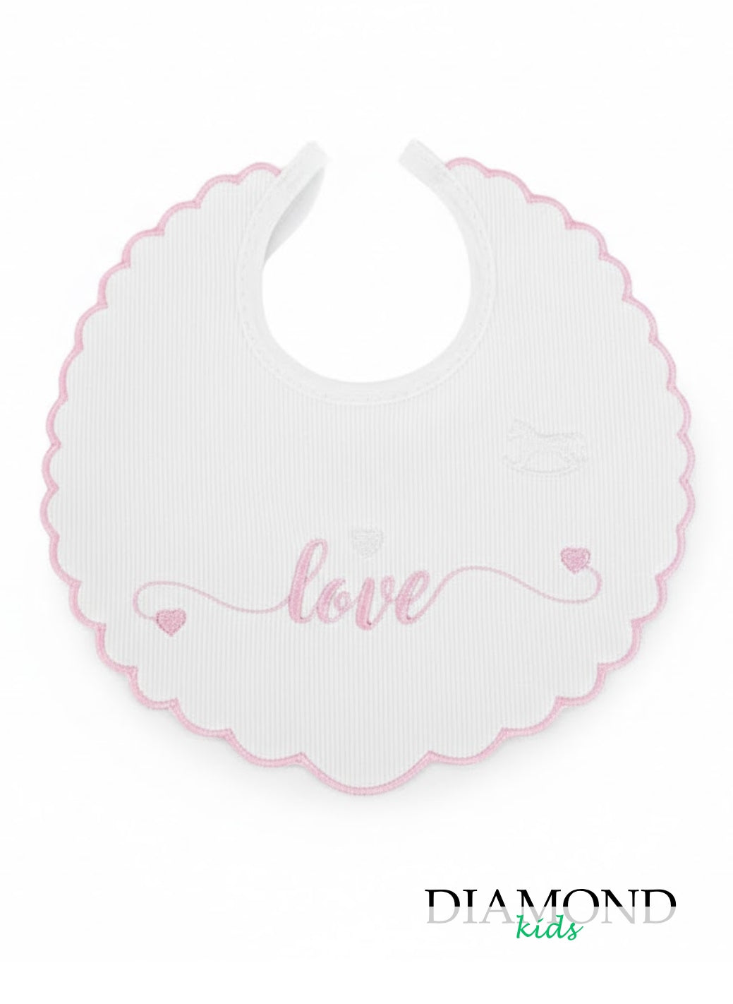 Bavetta Neonato Love Mio Piccolo bianca e rosa