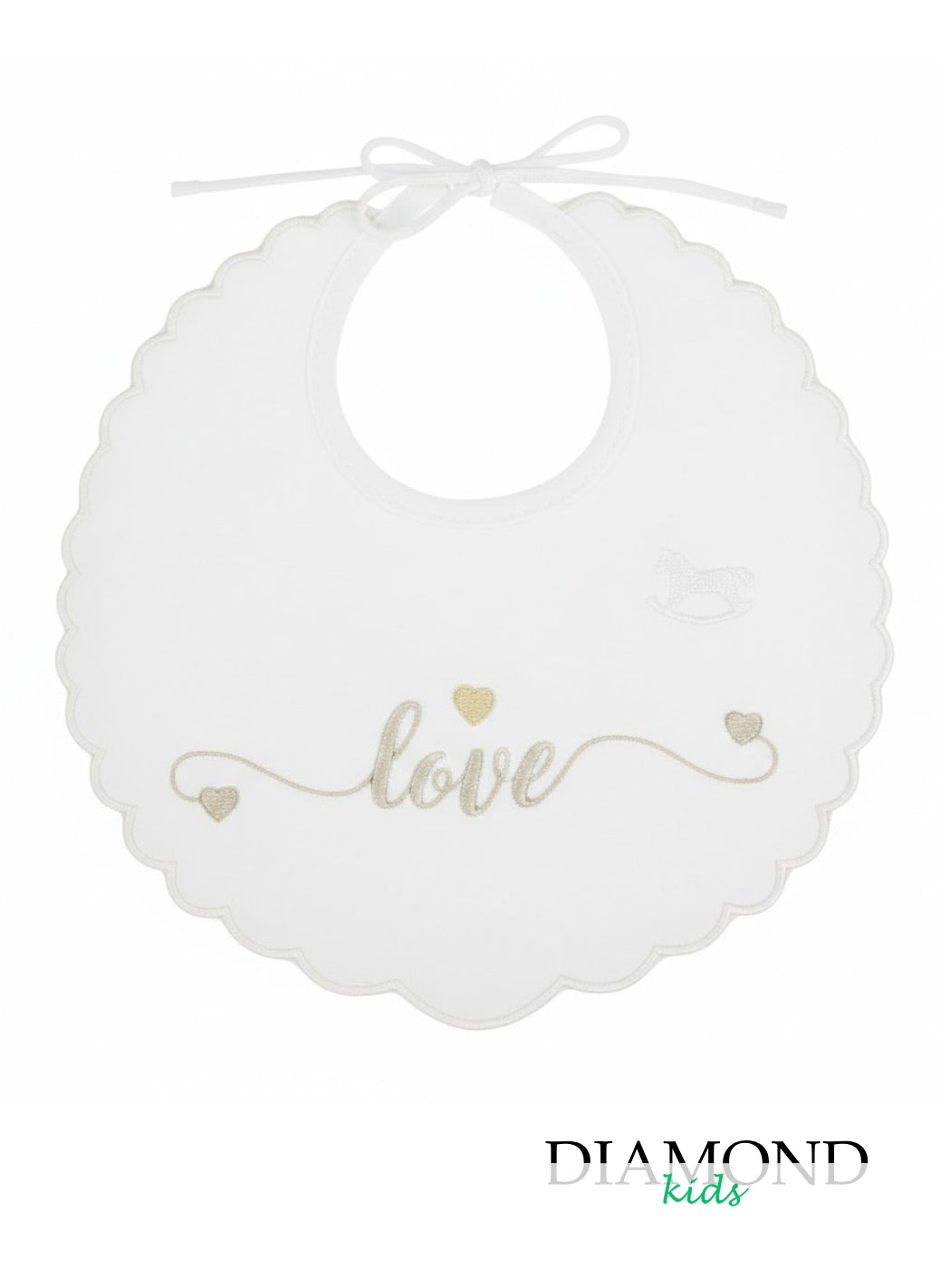 Bavetta Neonato Love Mio Piccolo bianca beige