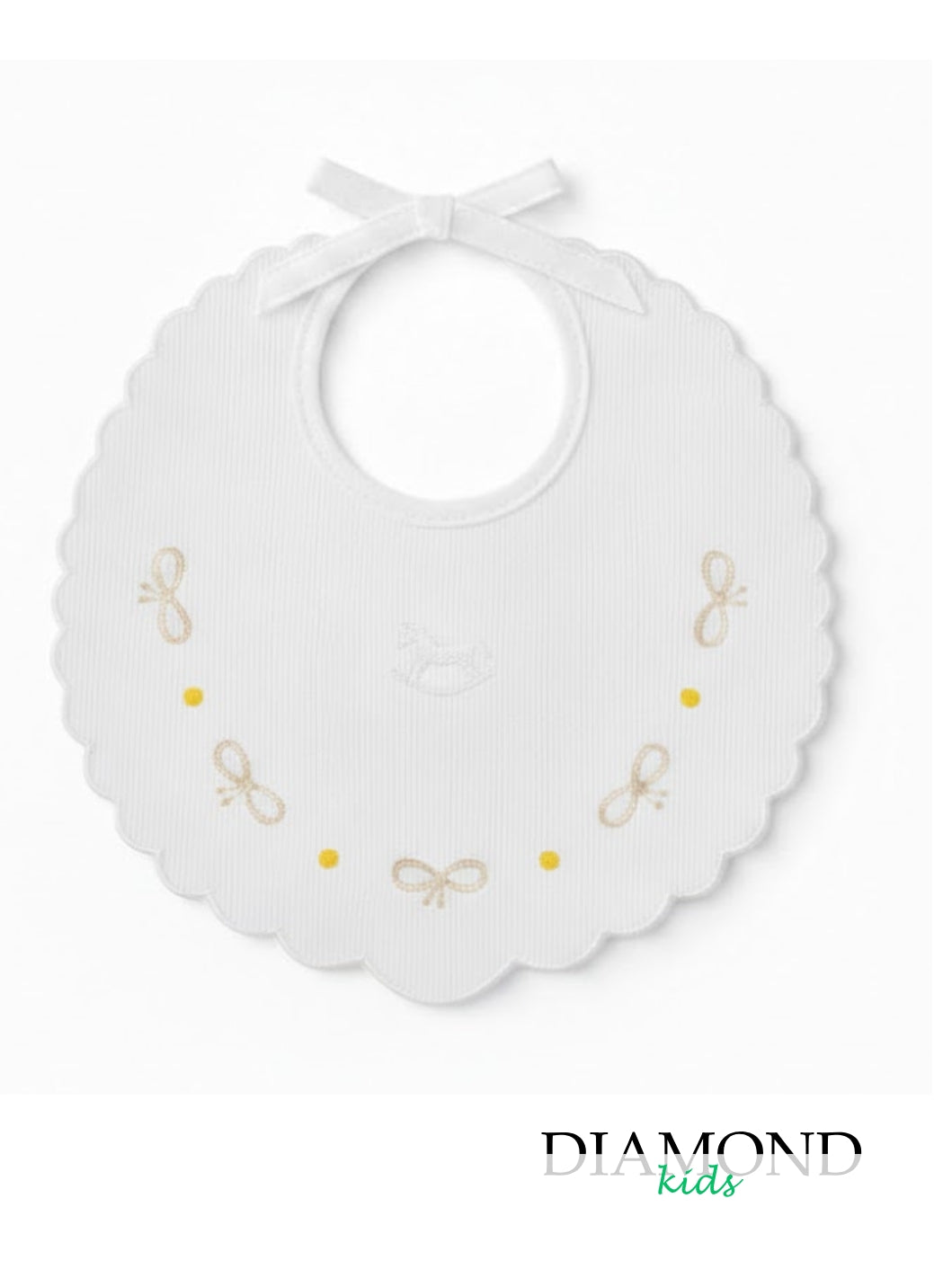 Bavetta Neonato Mio Piccolo Fiocchetti bianca beige