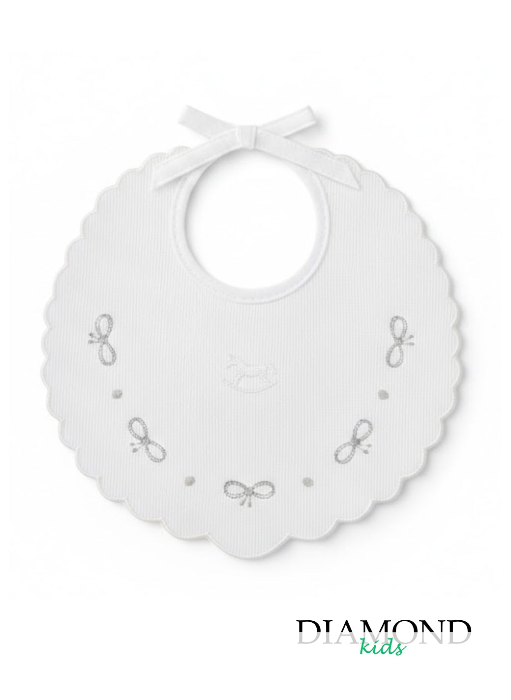 Bavetta Neonato Mio Piccolo Fiocchetti bianca grigio