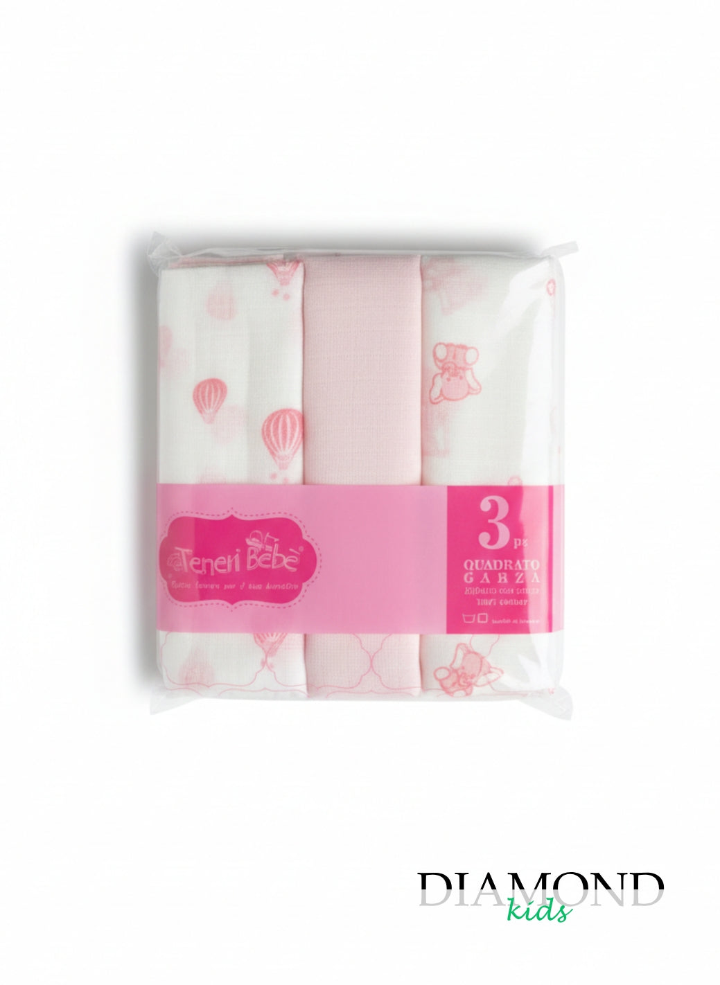 Set Mussole Neonata Teneri Bebè mongolfiere rosa