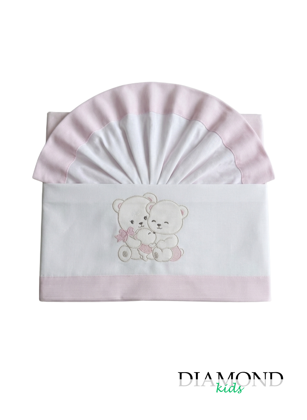 Set Lunzuola culla Ornella Bears' family rosa