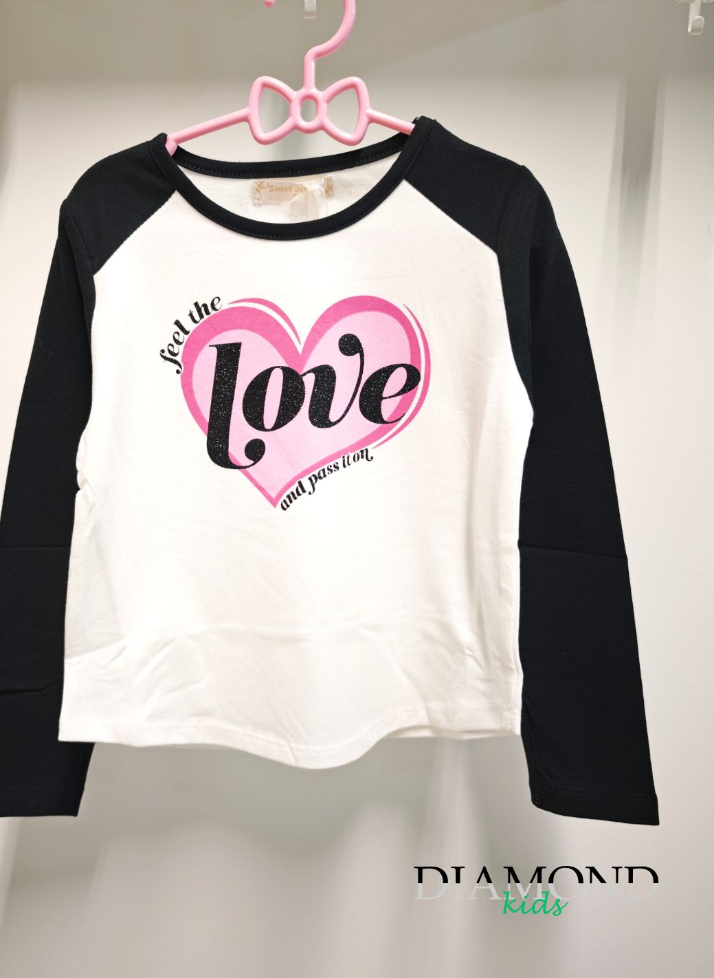 T-shirt Bambina Love bianca e nera
