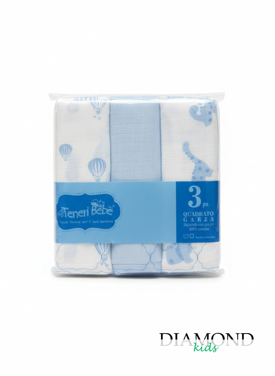 Set Mussole Neonato Teneri Bebè mongolfiere celeste